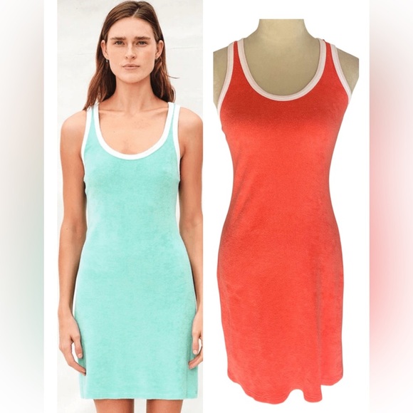 Sundry Ringer Racerback Cotton Terry Fabric Mini Orange Peach Dress Women Size S - Picture 1 of 8